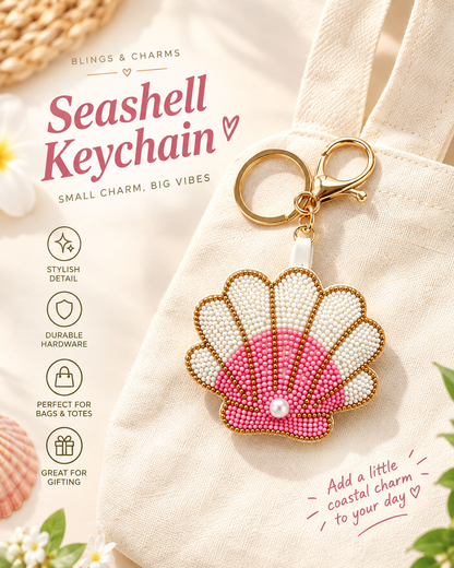 Beaded Ocean Charm Keychain – Shell Bag Charm