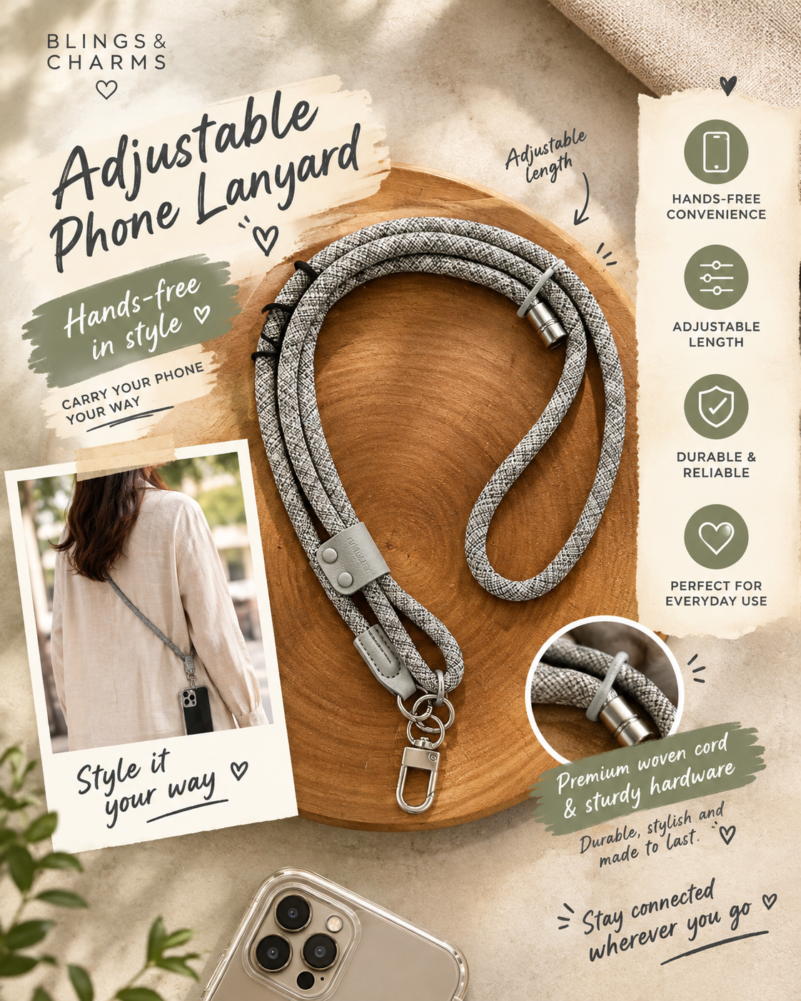 Adjustable Mosaic Lanyard – Stylish, Versatile & Durable!