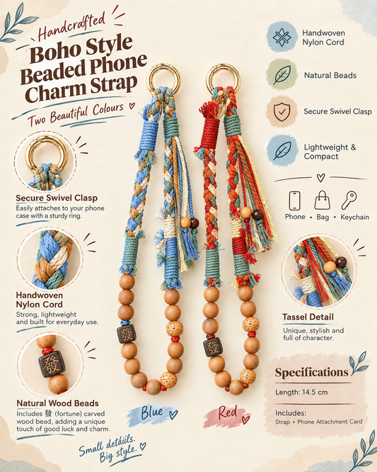 Artisan Beaded Phone Earth Charm Strap