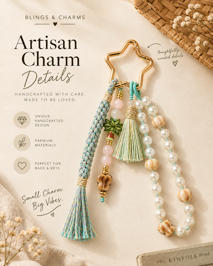 Macrame Star Charm Pearl Beaded Phone Strap