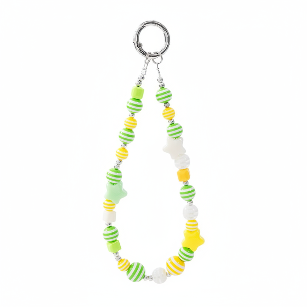 Citrus Green Beaded Phone Charm Wristlet Clean Product Shot