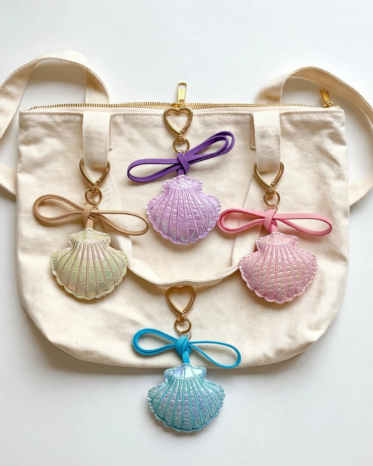 Ocean Shell PU Leather Keychain & Bag Charm | Coastal Chic Pendant Keyring