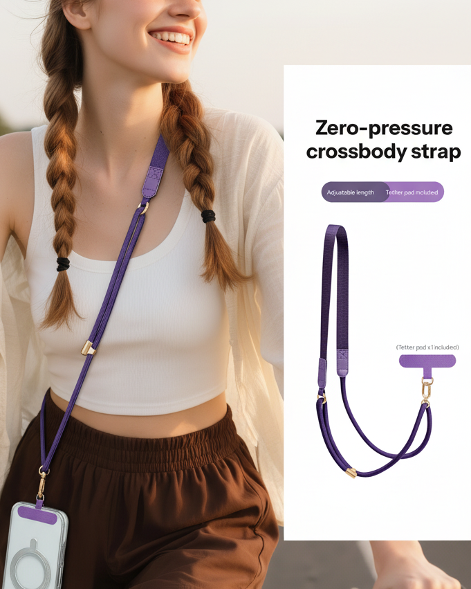 Dark Purple Crossbody Phone Strap Lifestyle