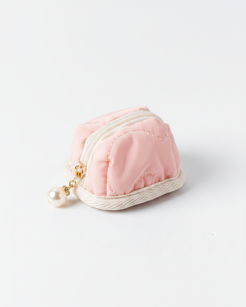 Dusty Pink Quilted Mini Coin Purse - Clean White Background