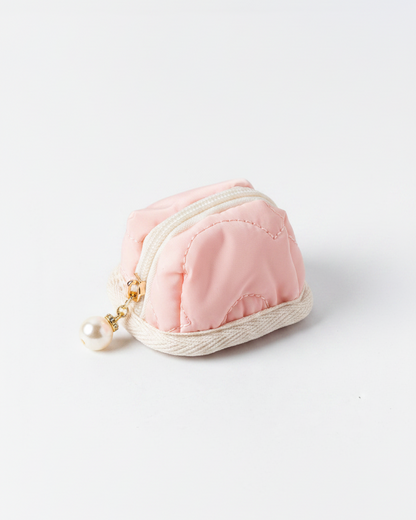 Dusty Pink Quilted Mini Coin Purse - Clean White Background
