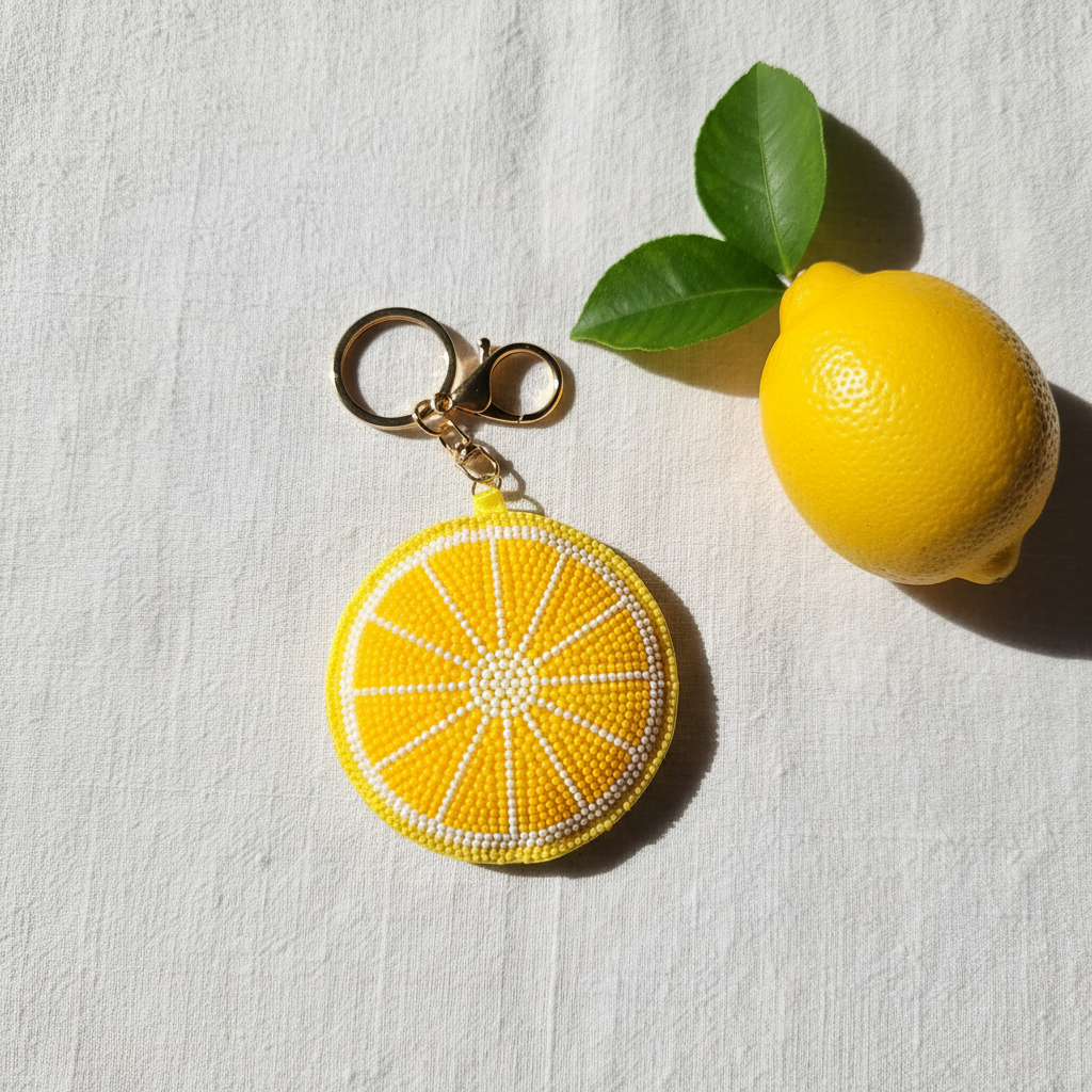 Lemon Keychain - Flat Lay Lifestyle