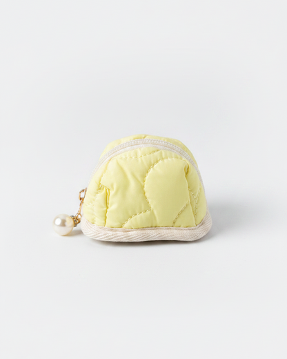 Lemon Yellow Quilted Mini Coin Purse - Clean White Background