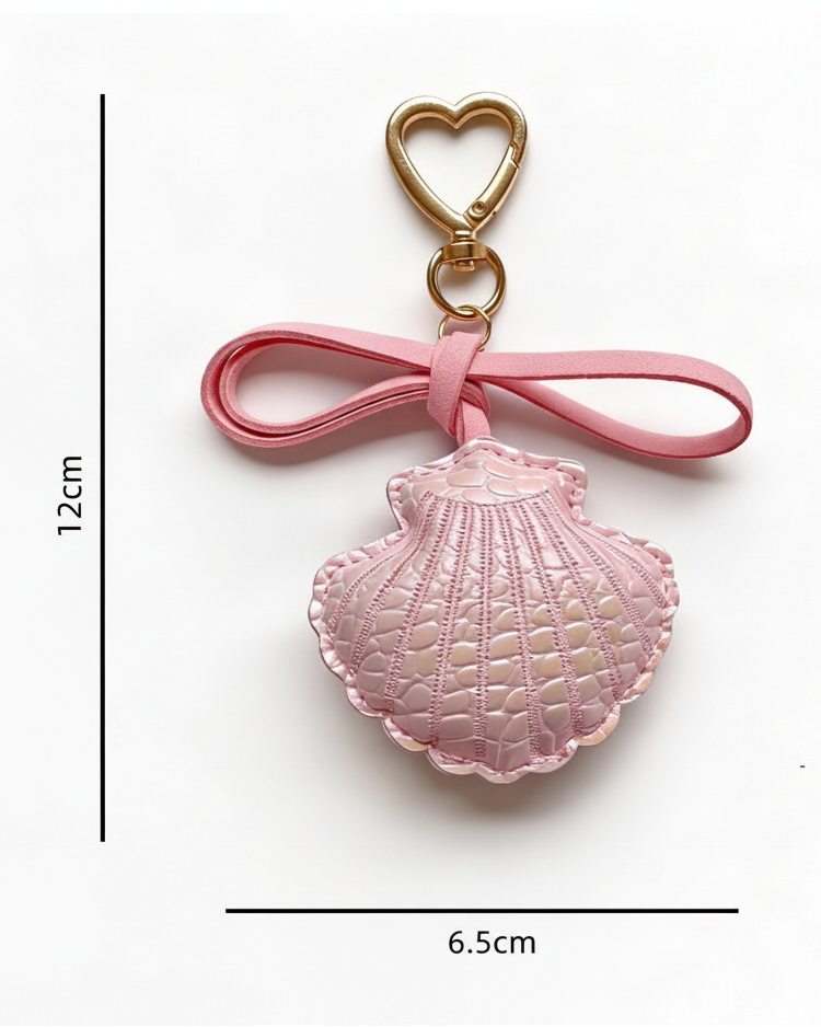 Pink shell charm specification image with dimensions