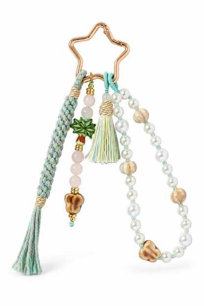 Macrame Star Charm Pearl Beaded Phone Strap