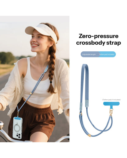 Adjustable Crossbody Phone Strap – 130cm Braided Lanyard with Flat Shoulder Pad & Free Tether Tab