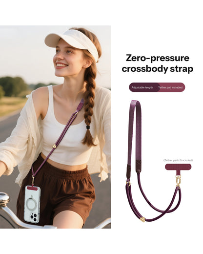 Adjustable Crossbody Phone Strap – 130cm Braided Lanyard with Flat Shoulder Pad & Free Tether Tab