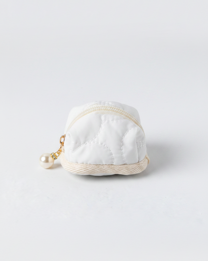 White Quilted Mini Coin Purse - Clean White Background